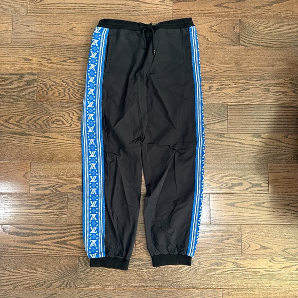 Louis Vuitton Nylon Track Pants Black Blue